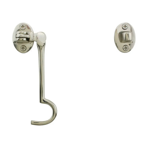 Hella Heavy Duty Solid Cast Brass Swivel Eye Hook Latch With Glimmering Polished Nickel Finish Top Shelf Gate And Cabinet Door Hardware Rust Proof Easy Snap Install Badass Reliable Build