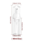 2 Oz Travel Foam Dispenser Bottles Set Empty Plastic Pump Bottles For Hand Soap And Shampoo Refillable And Reusable Grab And Go Travel Containers 60 Ml Each, measuring dimensions