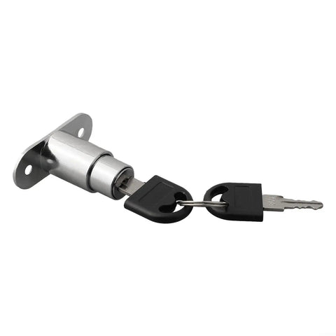 Sliding Door Lock For Closets And Display Cabinets, Zinc Alloy Plunger Cylinder With Keys, 23mm Cylinder, Bezel Style Closet Latch