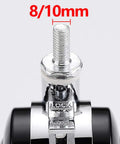 Close-up of M6 threaded stem on Heavy Duty 50Mm Twin Wheel Casters With M6 Threaded Stem Smooth Rollin Black Nylon Furniture Swivel Striders.