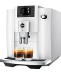 No Sweat Automatic Coffee Maker With Smart Touchscreen And Adjustable Steaming Settings Piano White Finish brewing two shots of espresso