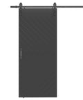Front view of 36-Inch By 84-Inch Sliding Barn Door With Modern Style, 6-Foot Hardware Kit Included, in black finish.