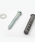 Metal washer, hex head screw, and plastic anchor for installation of Beast Mode 2500 CFM 12 Inch Industrial Wall Mount Fan