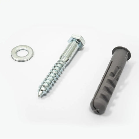 Metal washer, hex head screw, and plastic anchor for installation of Beast Mode 2500 CFM 12 Inch Industrial Wall Mount Fan
