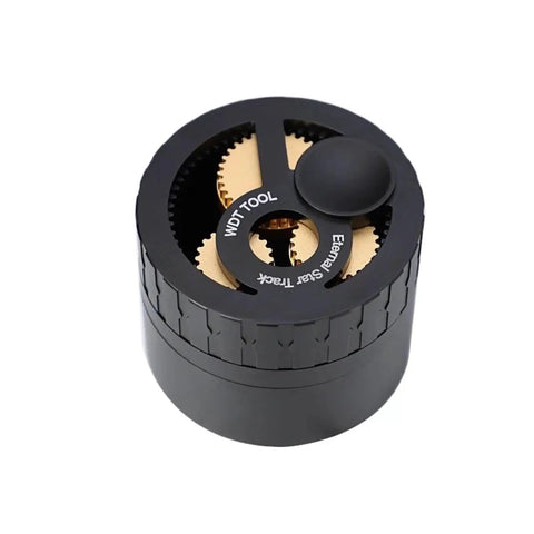 Professional Espresso Coffee Distribution Needle And Grounds Stirrer Tool Knock Back Clumps And Level Bed Density For 51mm 54mm 58mm Portafilters, black WDT tool with gold gears.