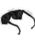 Badass Dual Lens Welding Safety Glasses With Dark Goggle Shield For Killer Arc Flash Blocking And Rock Solid All Day Workshop Comfort Built Tough For Hardcore Metal Working Crews, side view with measurements.