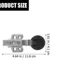 Frameless Glass Door Hinges 4 Pack With Soft Close Damping For Kitchen Cabinets Hinges showing product dimensions in cm and inches.