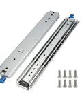 Heavy Duty 32 Inch Drawer Slides With Full Extension Side Mount Ball Bearing Rails 500 Lb Load Capacity Locking Mechanism Screws Included