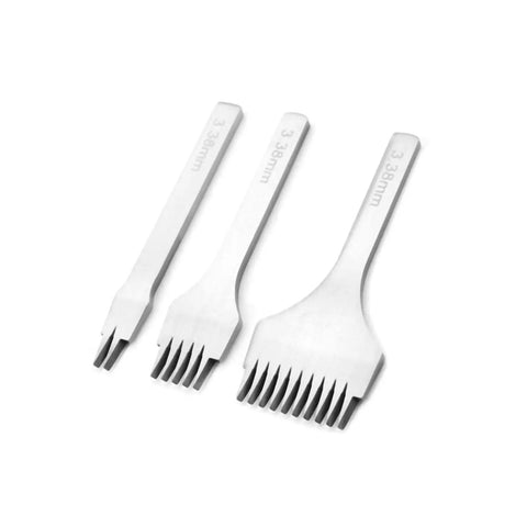 Leather Stitching Chisel And Punch Set With 2 Prongs 5 Prongs And 10 Prongs White Steel For Leather Craft DIY Projects