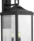 Three Light Outdoor Wall Lantern In Textured Black With Clear Beveled Glass Panels, Farmhouse Style Exterior Light For Porch