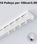 Ceiling Mounted Double Row Curtain Track System With Silent Heavy Duty Pulleys, Easy Install, Smooth Sliding Rails for Curtains
