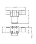 Technical diagram of Normally Open Plastic Solenoid Valve Half Inch to Three Quarter Inch Water Dispenser Valve 12V 24V DC AC