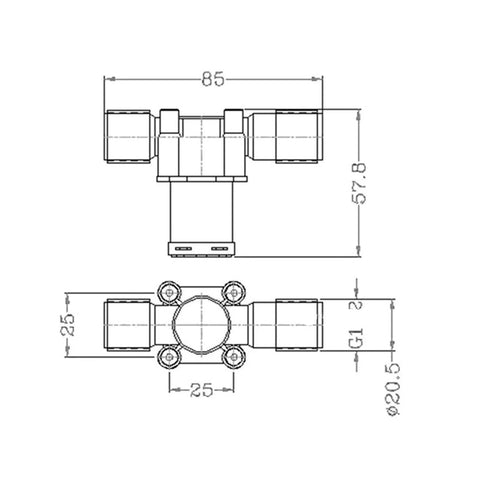 Technical diagram of Normally Open Plastic Solenoid Valve Half Inch to Three Quarter Inch Water Dispenser Valve 12V 24V DC AC