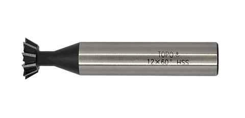 NACX 12mm 60-degree HSS dovetail end mill with silver shank and black cutter head
