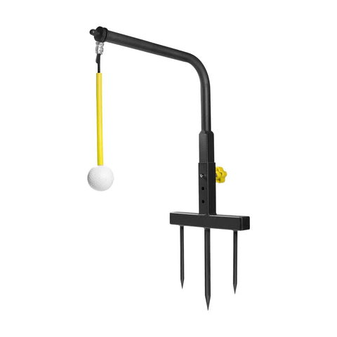Backyard Golf Swing Training Aid With Adjustable Height Alignment Stand Realistic Swing Simulator Error Correction System Durable Practice Gear For Men Golfers To Perfect Their Game Outdoors, with steel body and yellow features