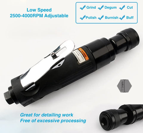 Low Speed Tire Repair Kit With 2500 To 4000 RPM Pneumatic Tire Buffer And Buffing Wheel in black, silver clip visible