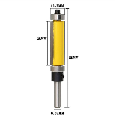 Awesome 1 Inch Wood Router Bit With Top And Bottom Bearings For Smooth Trim Work and Template Projects. Dimensions shown.