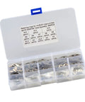 Stainless Steel E Shaped Retaining Ring Kit 400 Pieces M1.5 To M15 in plastic organizer with labeled compartments.
