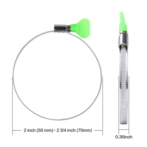 12 Pack Two and a Half Inch Key Type Adjustable Stainless Steel Hose Clamps with green key for dust collection