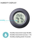 Two Pack Mini Hygrometer Thermometer Round Indoor Outdoor Humidity Meter With Digital Readout And Fahrenheit Celsius Switch, Accurate Humidity And Temperature Readings For Home Office Greenhouse humidity display, round black digital meter showing 77% and 26.6°C