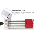 LONGFDX Wood Carving Vise For CNC Engraving Machine with detachable base and polished guide rods for adjustable workholding.