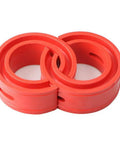 Universal Two Piece Red Rubber Shock Absorber Bushings For Heavy Hauler Car Suspension Tuning, showing two rubber rings.