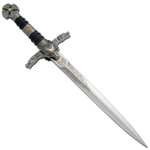 Medieval Knights Of Templar Themed Hunting Knife With Scabbard, 14 Inch Overall Length, 9 Inch Blade, 440 Stainless Steel, ornate design