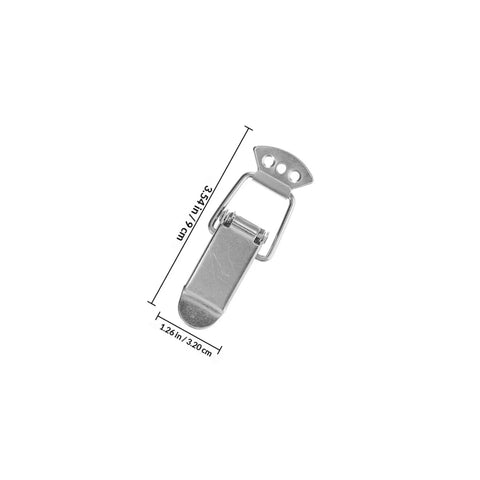 4 Pack Spring Loaded Cabinet Latches With Nickel Plated Steel shown with dimensions, used for RV cabinets and storage chests.