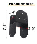 Four Pack 4 By 4 Deck Post Cap Tie Brackets With 3.6 By 3.6 Inner Size 14 Gauge Steel Post Base Anchors shown with dimensions displayed