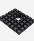 Dead Set Solid Self Adhesive Rubber Feet Pads With Super Sticky Backing Non Slip Furniture Bumpers And Silent Anti Vibration Grips For Sofas And Tables No Wiggle Quick Install 16 Pack Black square rubber feet pads arranged in a grid pattern.