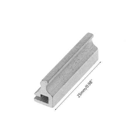 Side view of Key Duplicating Fixture Clamp For Key Machines In Silver Durable, Precise Pro Grade Tool for locksmiths, 25mm length