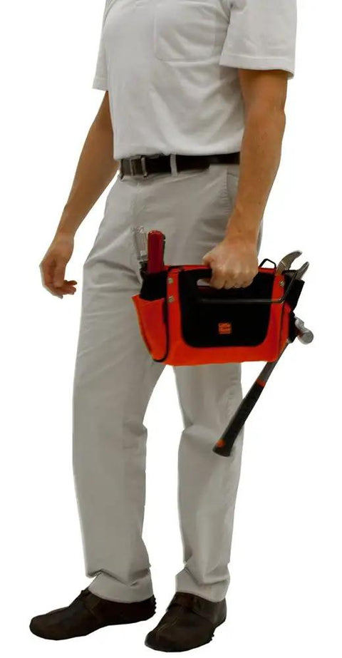 Cargo Hold Ladder Accessory Fabric Tool Pouch For Multi-Position Ladders Ballistic Nylon Organizer carried by man