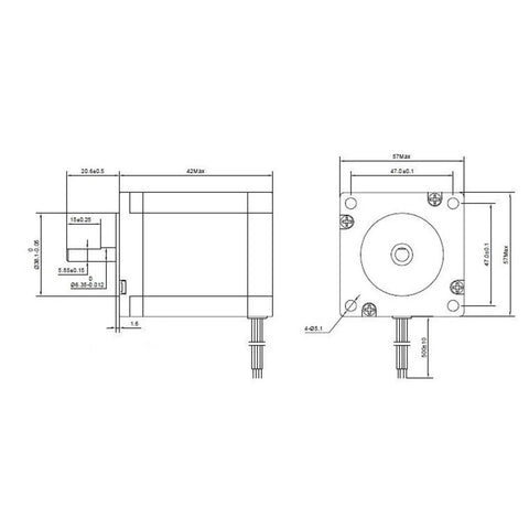 35x35mm Frame Stepper Motor 1.8 Degree Nema 14, 0.8A, 18N.cm Holding Torque, 34mm Length, 5mm Shaft, Great for 3D Printers, CNC Machines, Engraving and Automation, For Makers and DIYers technical drawing