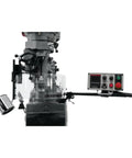 Front view of JTM949EVS Milling Machine With 3 Axis DP700 DRO Quill And X Y Axis Power Feeds, showing control panel and quill.