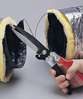 Cutting insulated duct with Flex Duct Shear With Built-In Wire Cutter, Four And Three Eighths Inch Cut Capacity, 12 Inch Length