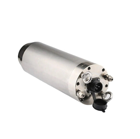 Beefy Water Cooled Spindle Motor With Killer Cooling For CNC Mills 5.5KW 7.5KW 24000 RPM 380V ER32 Collet Setup showing stainless steel design.