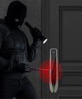 Next Level Smart Indoor Door Lock With Zero Fuss App Remote Control Reliable Fingerprint Scanner Passcode Plus Physical Key Backup Sleek Auto Latch Design installed on door with a person in dark clothing attempting to access it.