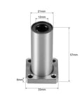 LMK12LUU 12mm Linear Ball Bearing With Square Flange Pack Of 2 Aluminum Housing 57mm Length 21mm Outer Diameter Low Friction High Rigidity