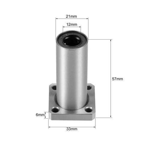 LMK12LUU 12mm Linear Ball Bearing With Square Flange Pack Of 2 Aluminum Housing 57mm Length 21mm Outer Diameter Low Friction High Rigidity