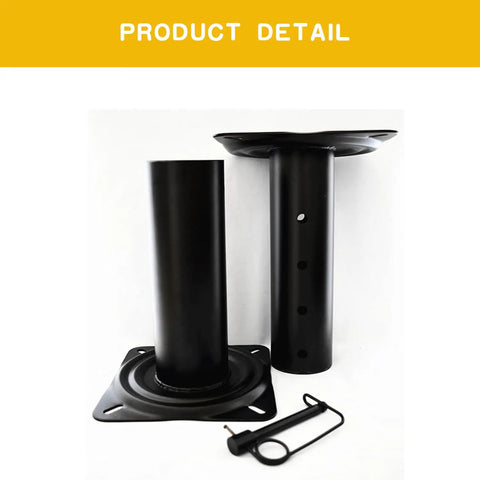 Adjustable Boat Seat Pedestal 11.5 to 17.5 Inches, Black Powder Coat, Non-Rotating Mount Built for Custom Height Seating, Works With Standard Seat Swivels for 360 Degree Rotation, Durable Marine Hardware with base and pin