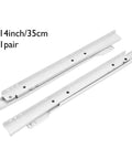 14 inch pair of Beefy Heavy Duty Keyboard Roller Slides for Cabinets and Desks, steel drawer track system in white