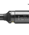 Hardcore Air Angle Grinder With 4 Inch Spindle Built Tough For The Daily Grind Featuring Industrial Grade Motor and Machined Steel Housing side view.