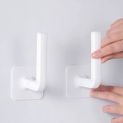 Damage Free Self Adhesive Hooks For Hats And Gear, Fly Portable Closet Door Hanger setup shown with two hooks on a surface.