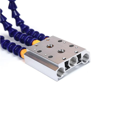 Close-up of Heavy Duty Soldering Helping Hands With Weighted Base, Flexible Gooseneck Arms And Alligator Clips metal base and attachments.