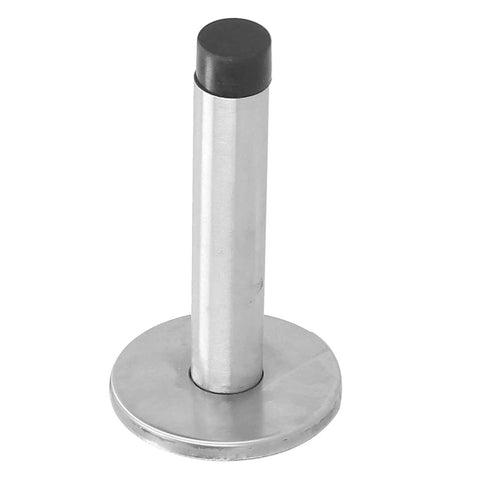 Stainless Steel Wall Mounted Door Stopper With Rubber Bumper Low Noise Cushioned Guard, side view, 3.9 x 2.0 inches.