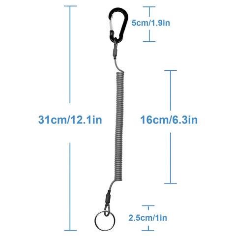 Spiral Retractable Safety Lanyard Set Of 3 Built Tough For Keys And Tools With Coiled Design 31cm Extended To 150cm 15lb Tension