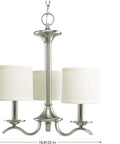 Inspire Collection 3 Light Chandelier In Antique Bronze With Waving Metal Arms And Off White Linen Shades, Ceiling Chain Mount