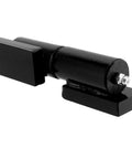 Barrel gate hinge, 5-inch heavy-duty weld-on, black finish with mounting plates, angled view