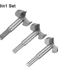 Built Like A Tank Tungsten Carbide Forstner Drill Bit Set with three polished bits for fast wood boring projects.