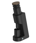Rock Solid Single Dose Coffee Grinder With Brawny 38 Mm Conical Burrs And Butter Smooth Stepless Dial For Bold Espresso Pour Over Pulls Low Retention Anti Static Frame In Matte Black, angled view.
